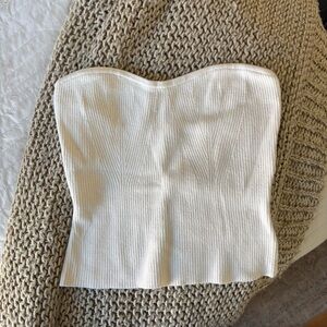BANANA REPUBLIC Off-White Ribbed Knit Strapless Top